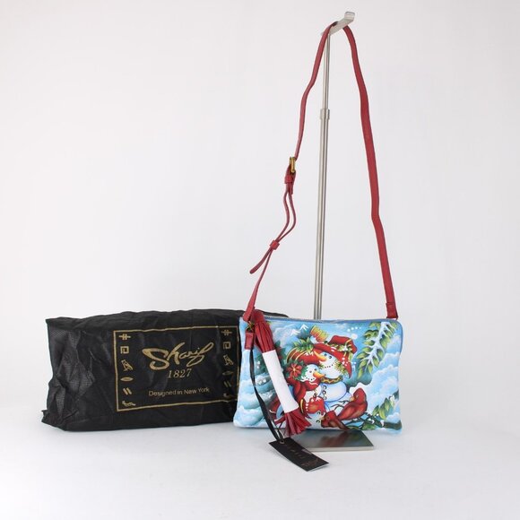 Sharif Purse 10 x 7 x 2 Multi Color Snowman Painted Leather Crossbody Purse - Picture 12 of 12